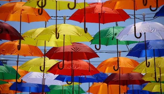 colorful open umbrellas