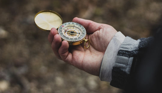 a compass in an open hand