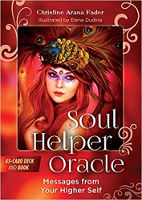 cover art for Soul Helper Oracle: Messages from Your Higher Self by Christine Arana Fader (Author), Elena Dudina (Illustrator)